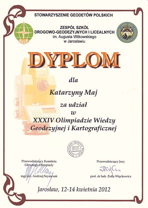 XXXIV Olimpiada Wiedzy Geodezyjnej i Kartograficznej