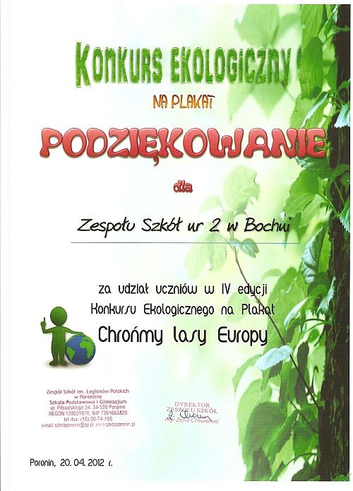 Wyniki Konkursu  Ekologicznego na plakat „Chrońmy lasy Europy” 3