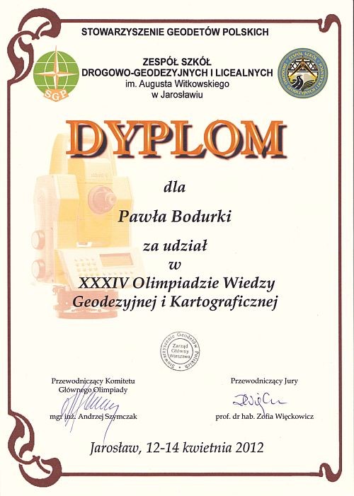 XXXIV Olimpiada Wiedzy Geodezyjnej i Kartograficznej