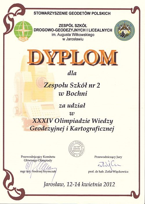 XXXIV Olimpiada Wiedzy Geodezyjnej i Kartograficznej 5