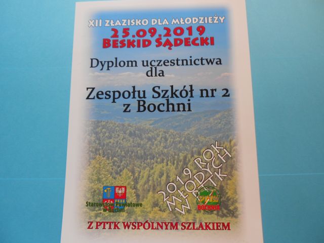 Dyplom uczestnictwa dla Zespołu Szkół nr 2 w Bochni