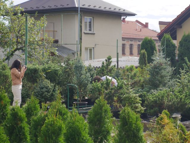 Dziewczyna fotografuje pracownika firmy Agrotechnik w trakcie wykonywania swoich obowiązków.