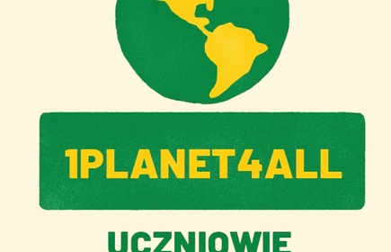 Logo akcji Razem dla klimatu, zielony glob z konturami obu Ameryk w kolorze żółtym.