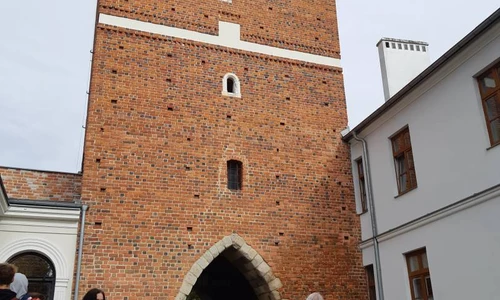 Uczniowie przed Bramą Opatowską w Sandomierzu